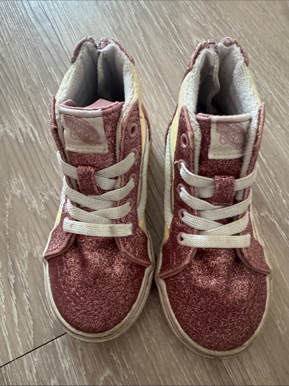 Kids High-Top Glitter Sneakers in Rose Pink